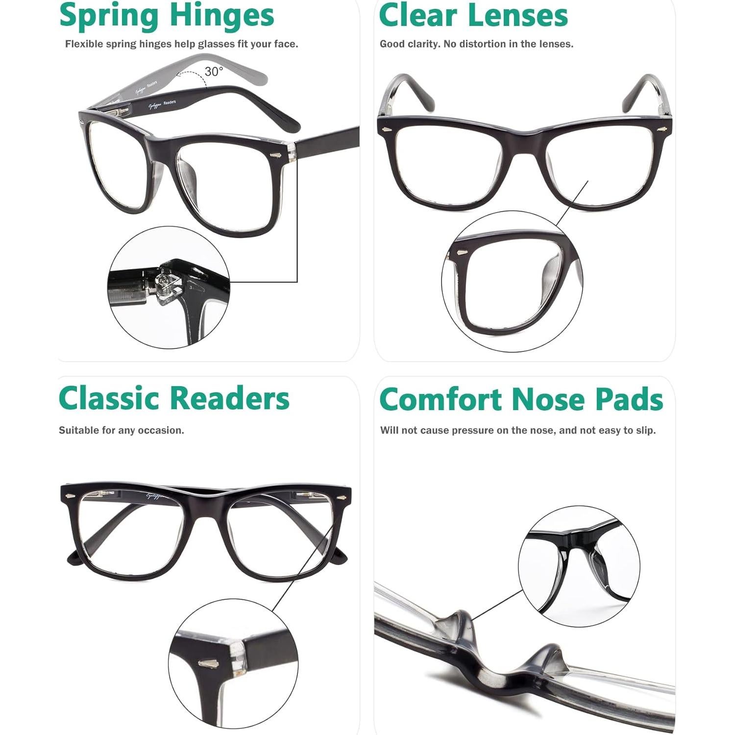 Gafas de lectura Eyekepper negras 0.5x con bisagras de resorte