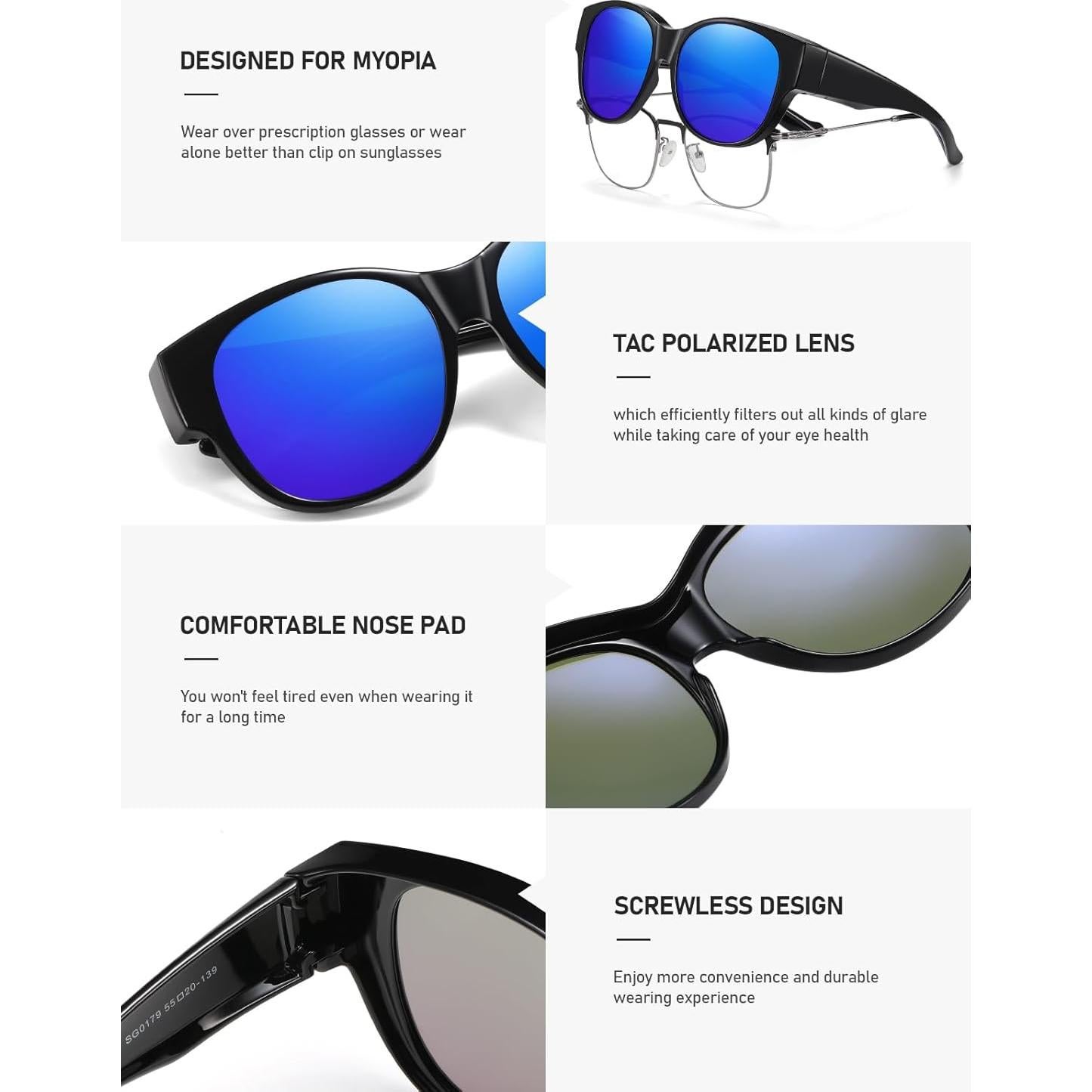 Gafas de sol Wzerry para mujeres, polarizadas UV400 cateye