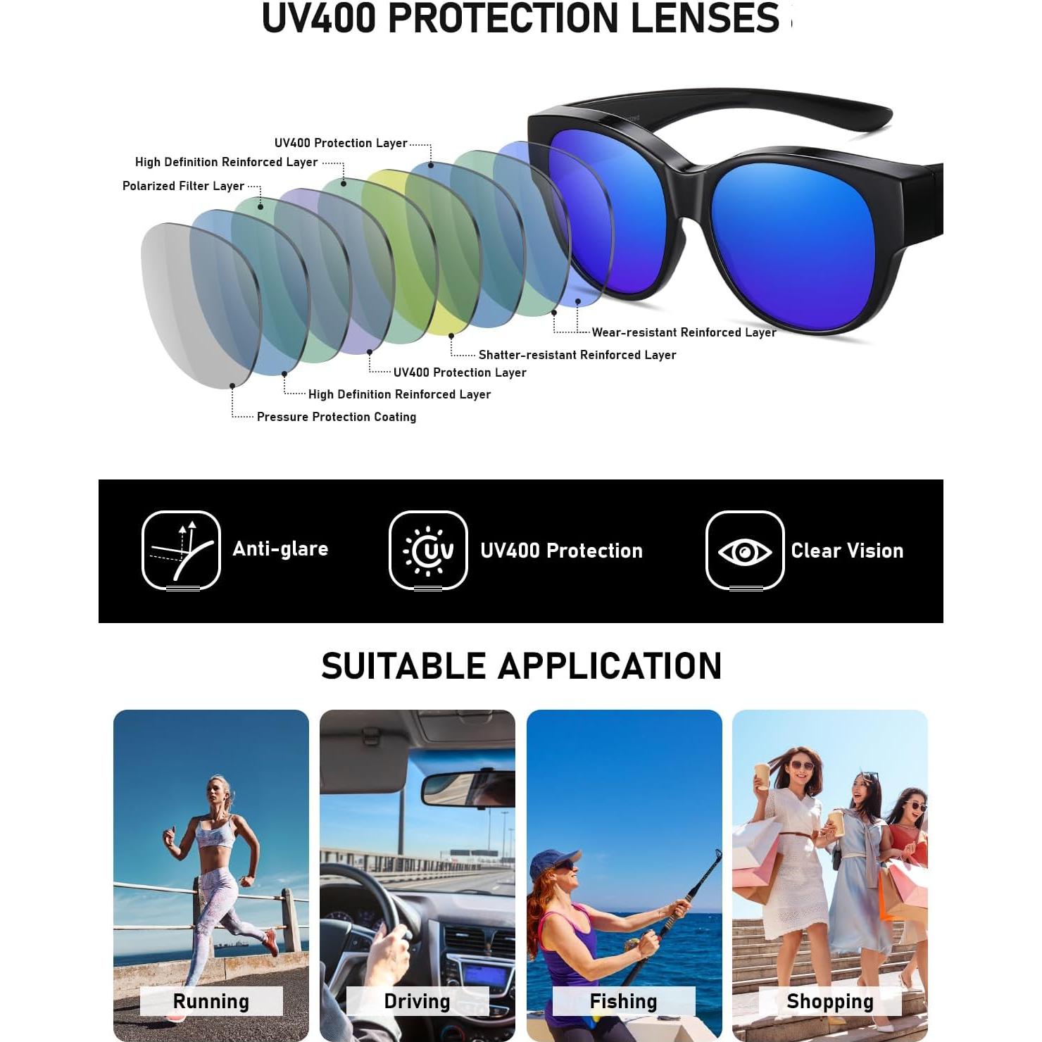 Gafas de sol Wzerry para mujeres, polarizadas UV400 cateye