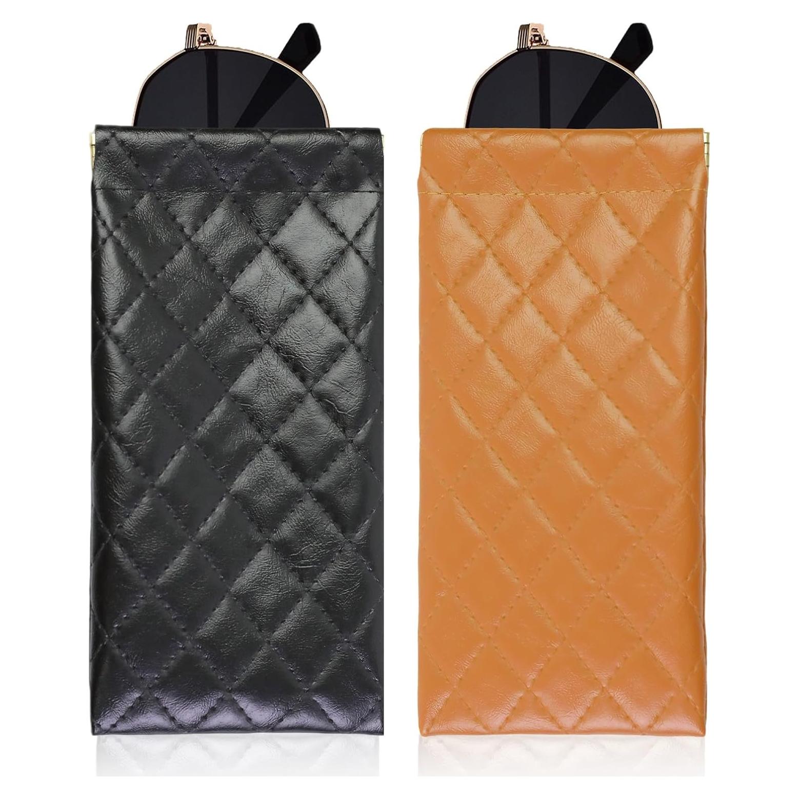 Estuche Doble para Gafas Flyingmage - Cuero PU Suave, Negro/Marrón