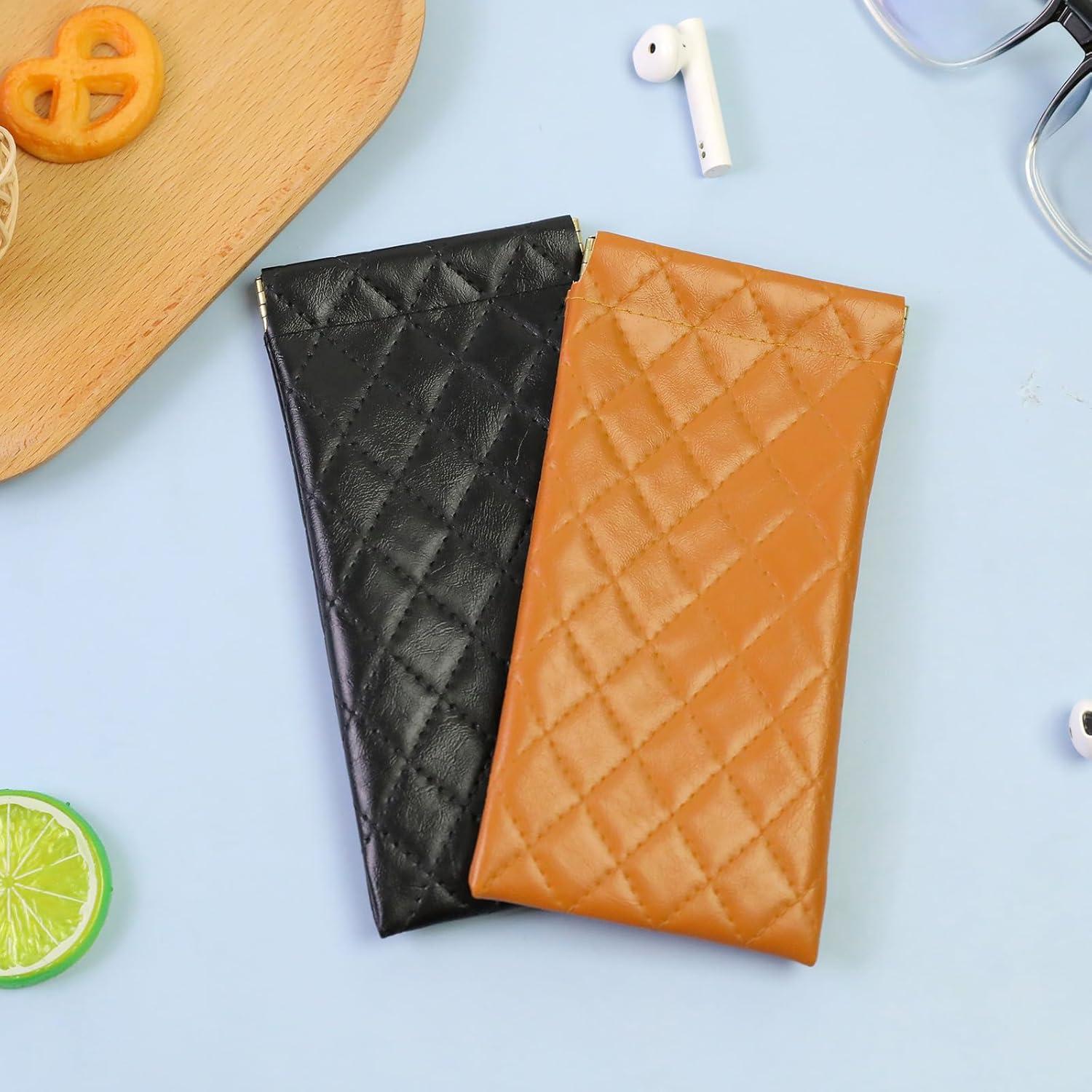 Estuche Doble para Gafas Flyingmage - Cuero PU Suave, Negro/Marrón