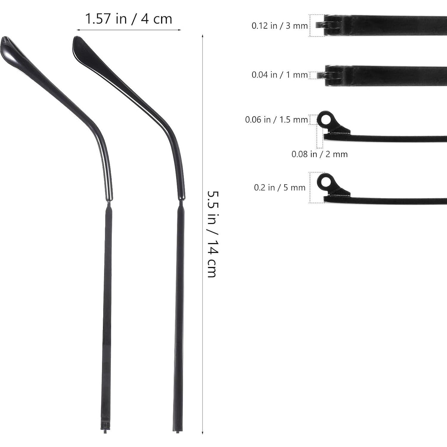 Brazos de Gafas de Metal Reemplazo Hemobllo Negro 14cm