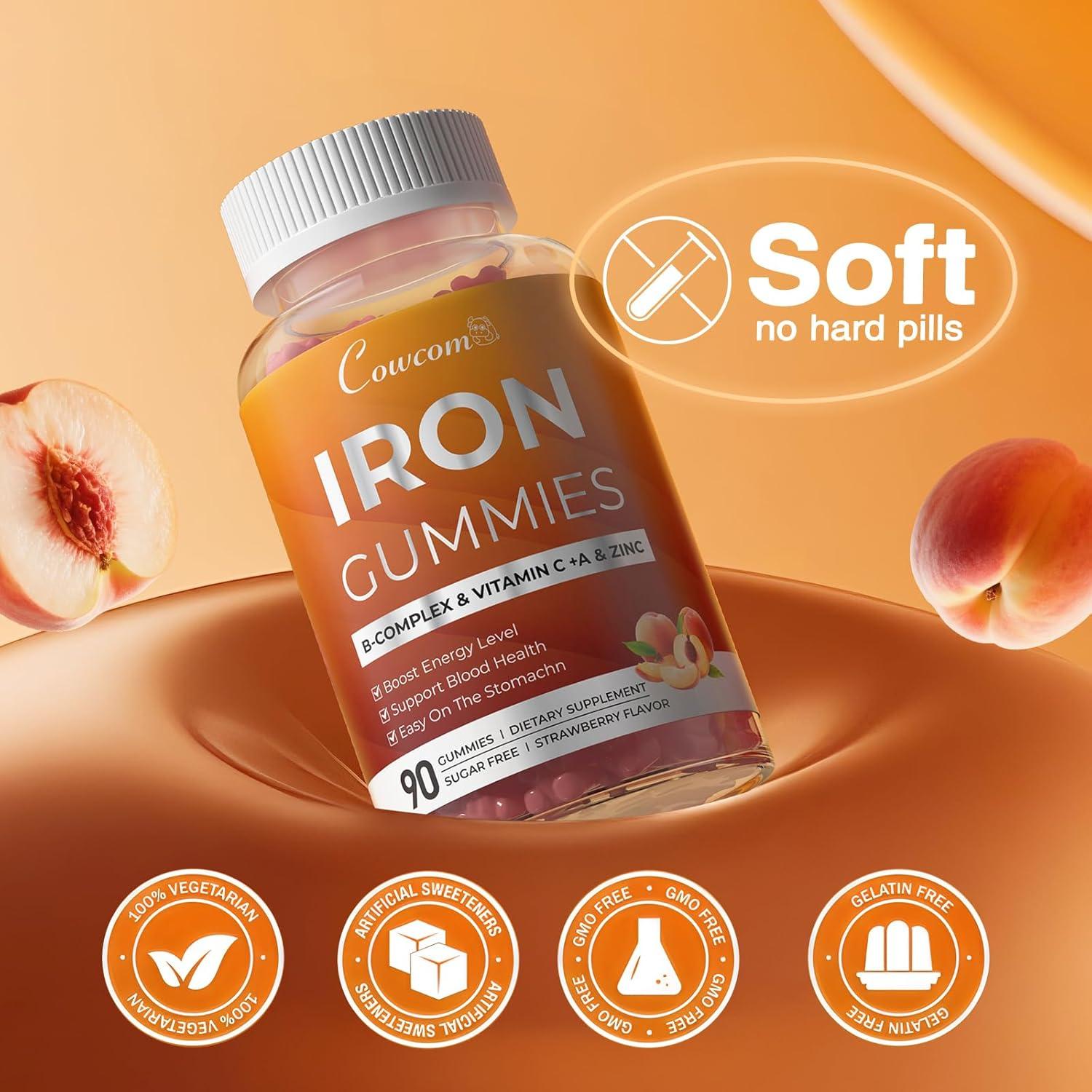 Gominolas de Hierro Veganas Cowcom 90 Unidades Sabor Durazno