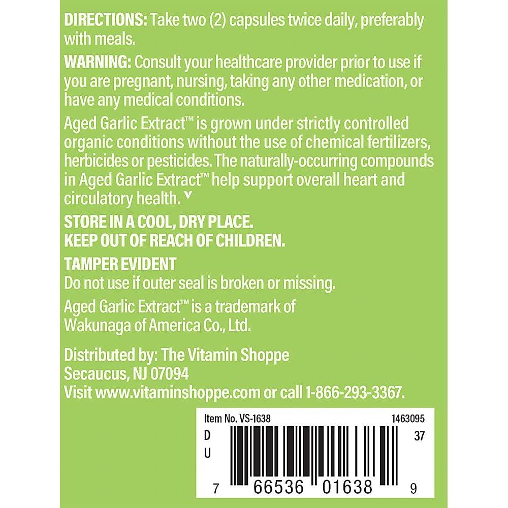 Extracto de Ajo Aged The Vitamin Shoppe 600 MG 200 Cápsulas