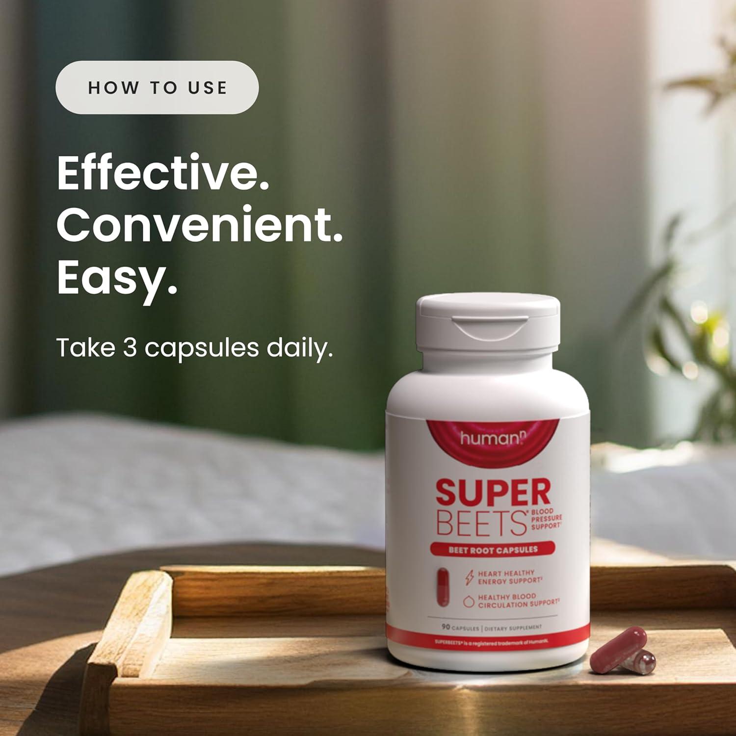 Cápsulas de raíz de remolacha HumanN SuperBeets 1000mg 90 conteo