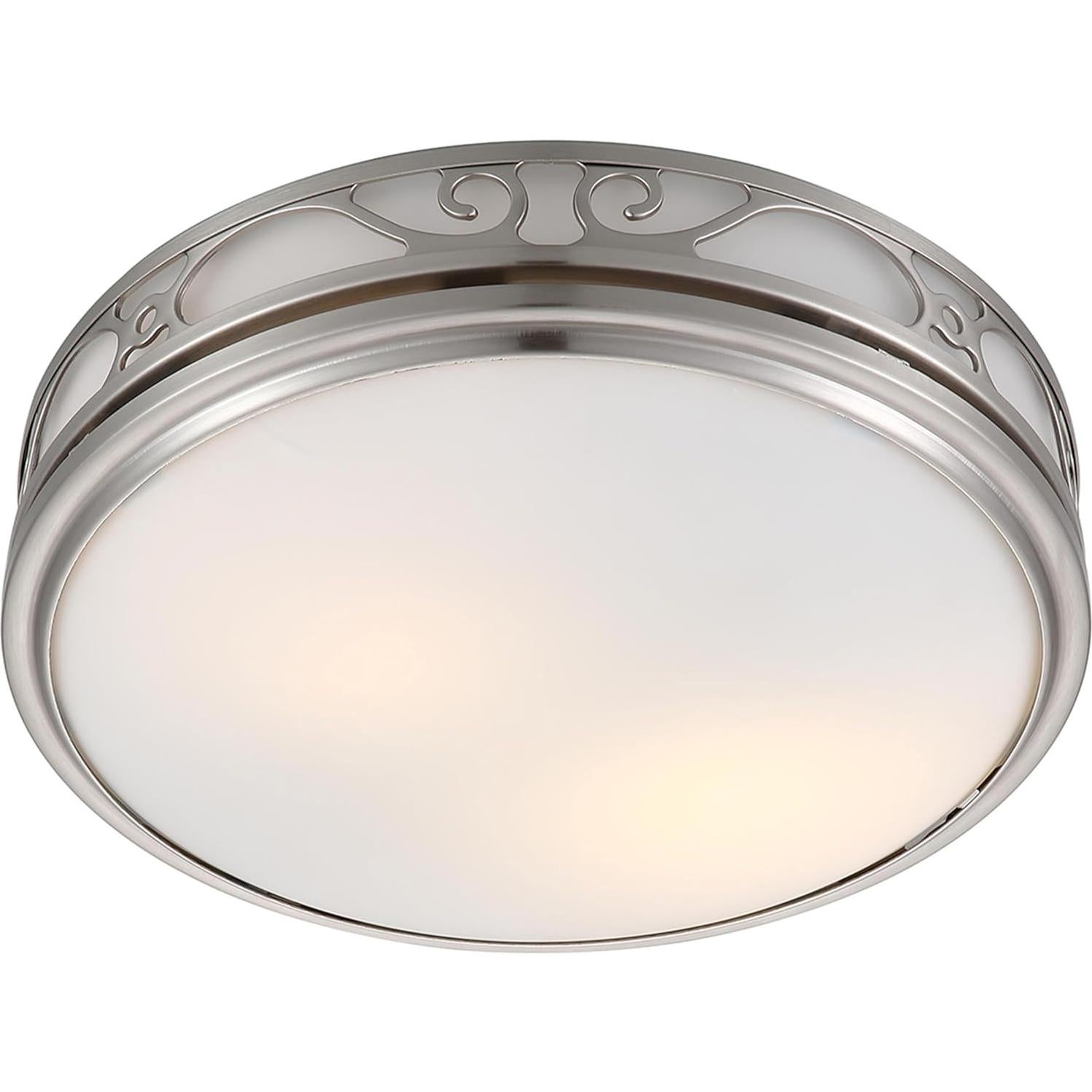 Good Housekeeping (85008 Roman II Decorative 110 CFM 2.0 Sones Bathroom Ventilation Exhaust Fan with Light, Brushed Nickel (2 LED Bulbs Included)