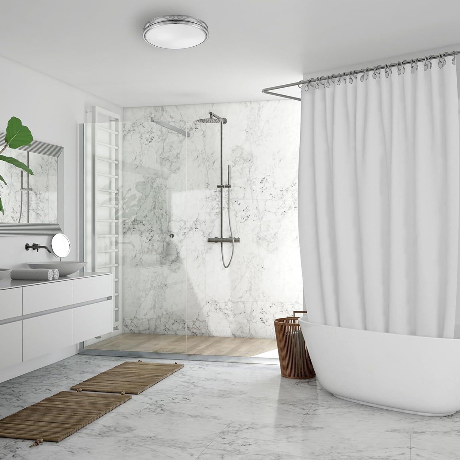 Good Housekeeping (85008 Roman II Decorative 110 CFM 2.0 Sones Bathroom Ventilation Exhaust Fan with Light, Brushed Nickel (2 LED Bulbs Included)