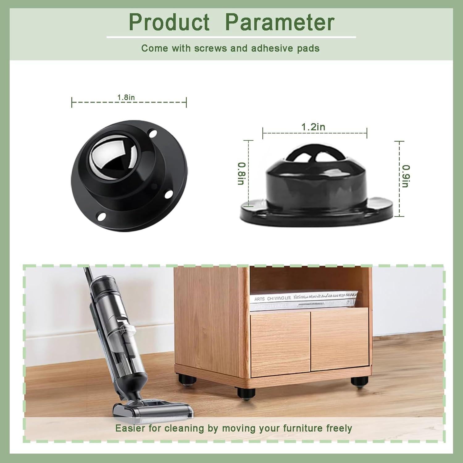 LePvo Ruedas Pequeñas 2.54 cm para Muebles, 12 Piezas