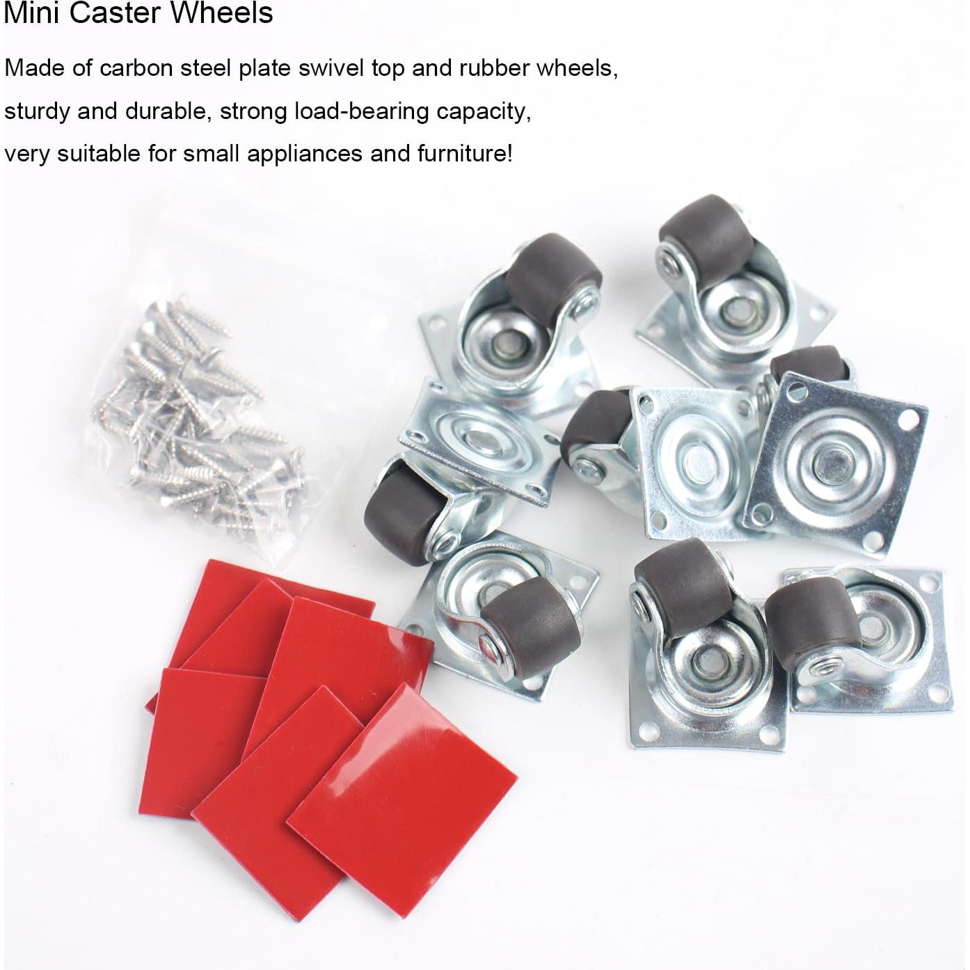 Ruedas Giratorias Mini Luxinika 13 mm Adhesivas 8 Piezas