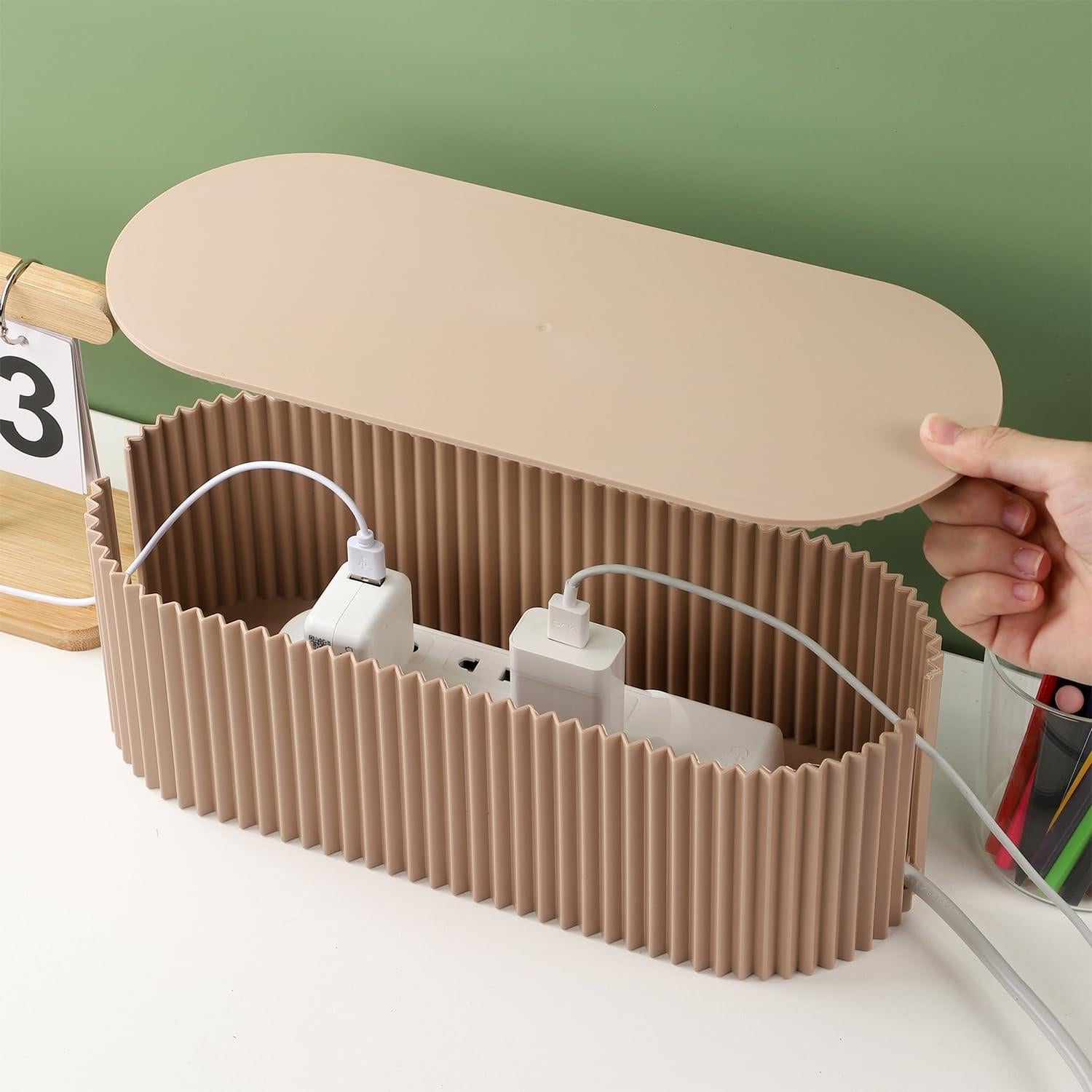 Caja de gestión de cables RAMFIYN grande caqui 33x13x11 cm