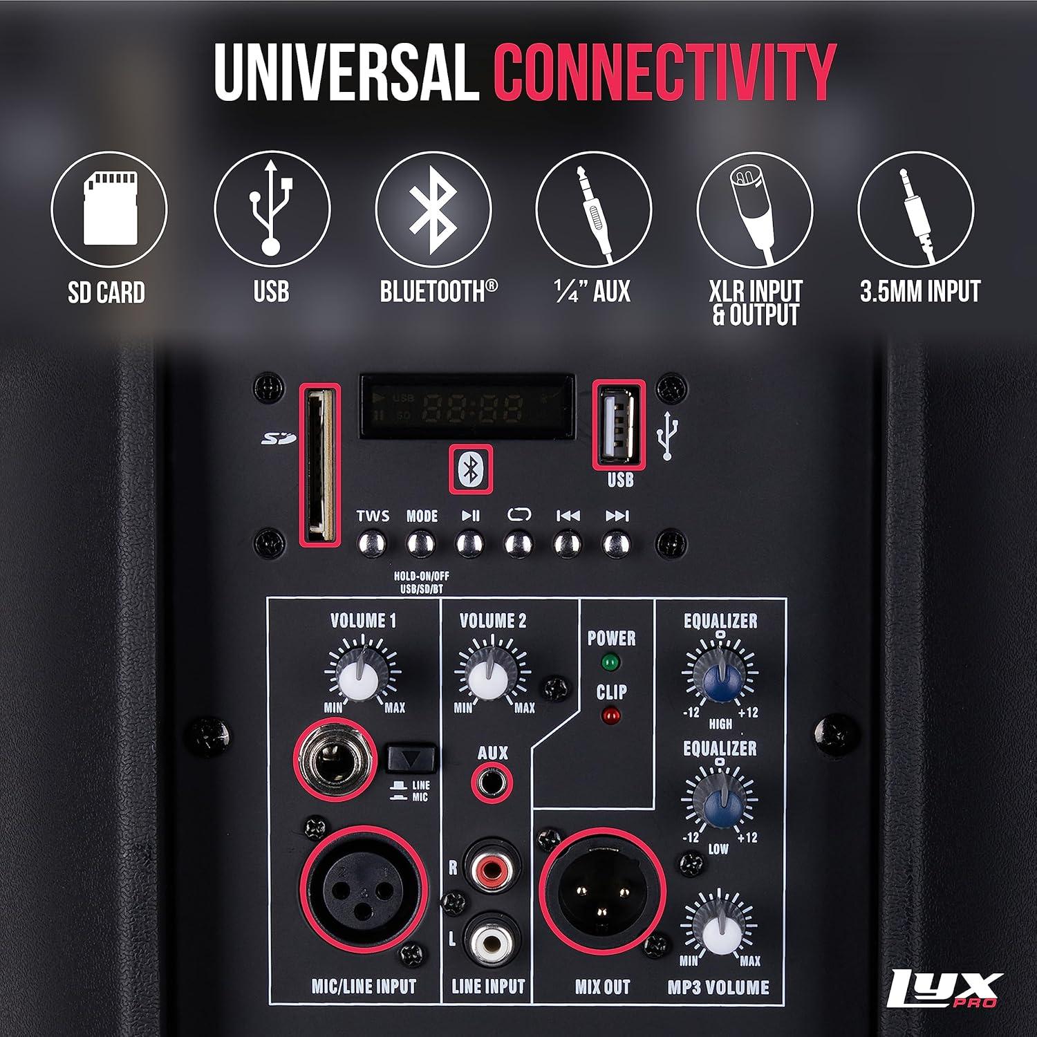 Altavoz PA Activo LyxPro SPA-8 100W Bluetooth 8" Portátil