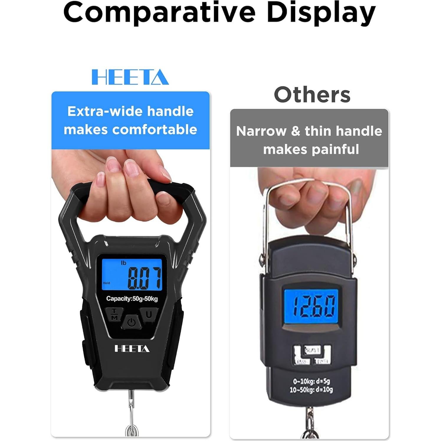 Balanza de Pescado Digital HEETA Impermeable 50kg con Cinta Métrica