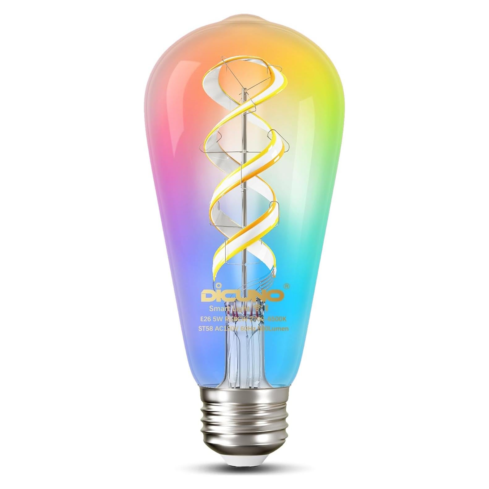 Bombilla Edison Inteligente DiCUNO ST58 WiFi 5W 500lm Cambiante Color