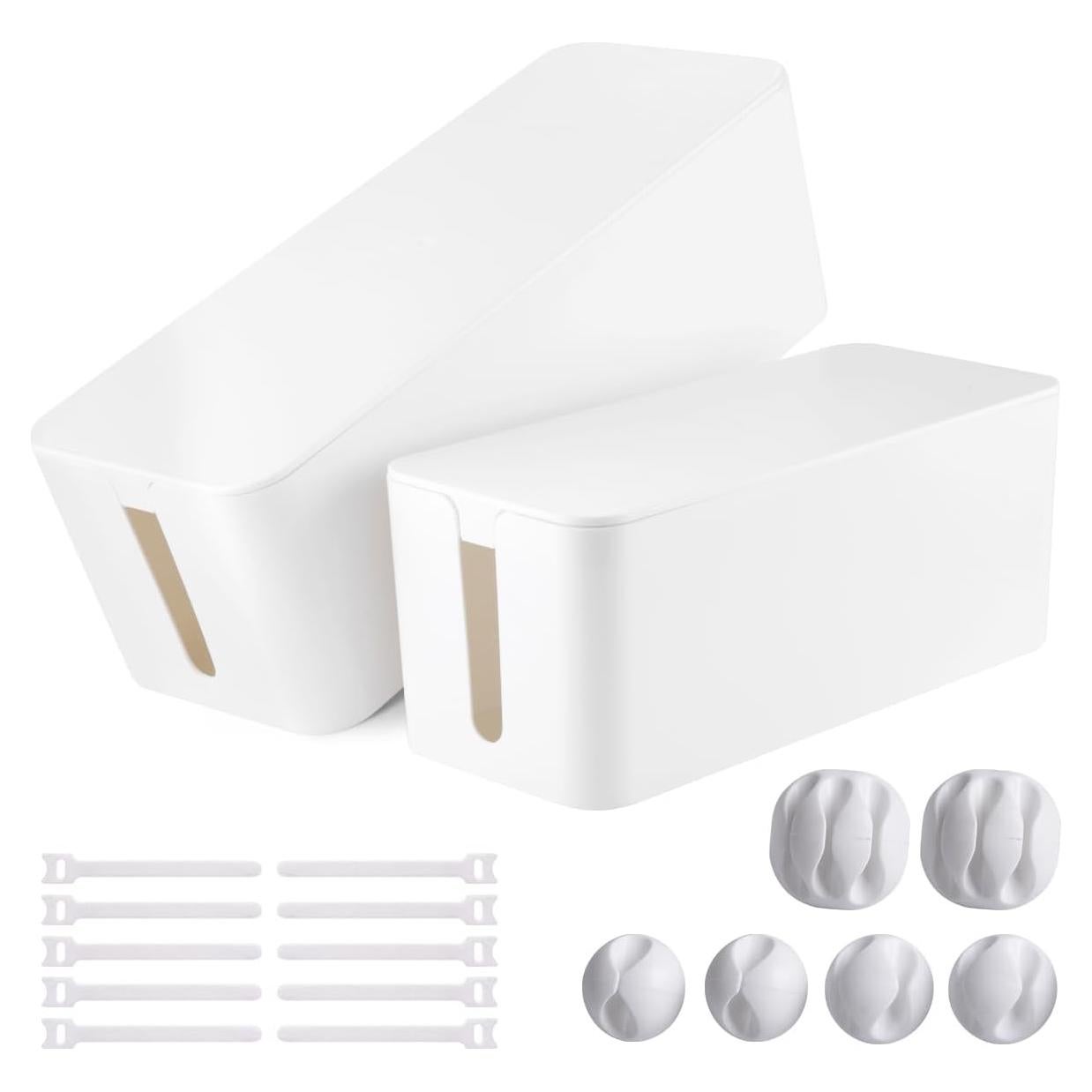 Caja Organizadora de Cables TuweChen Set de 2 Blancas