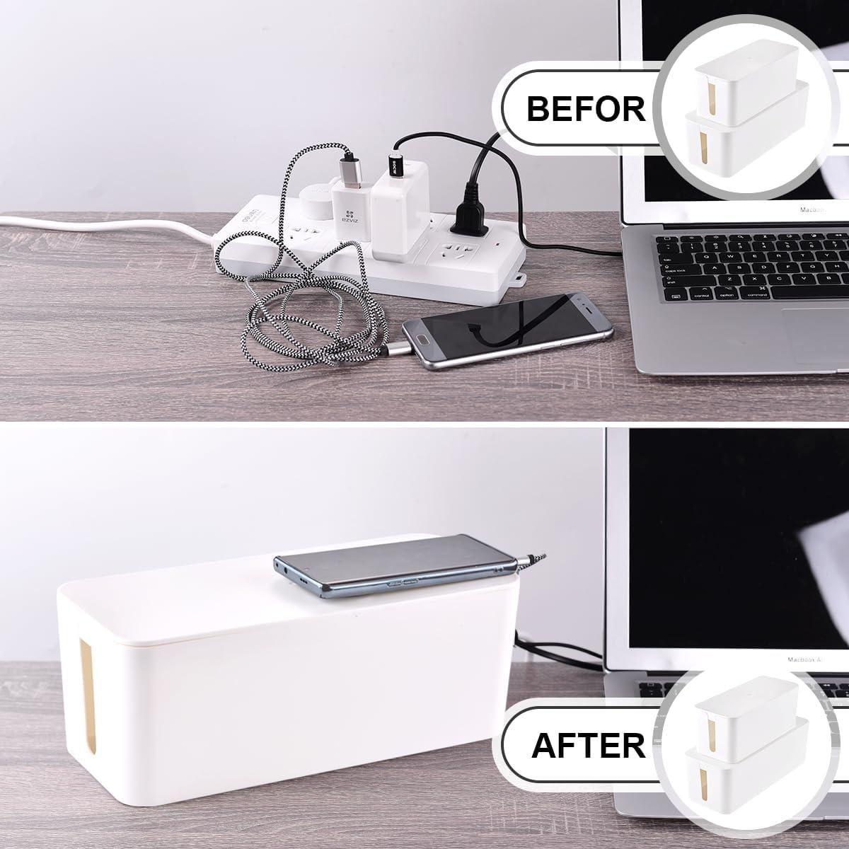 Caja Organizadora de Cables TuweChen Set de 2 Blancas