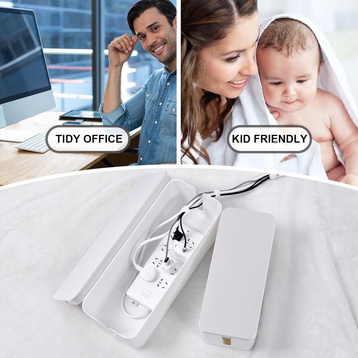 Caja Organizadora de Cables TuweChen Set de 2 Blancas