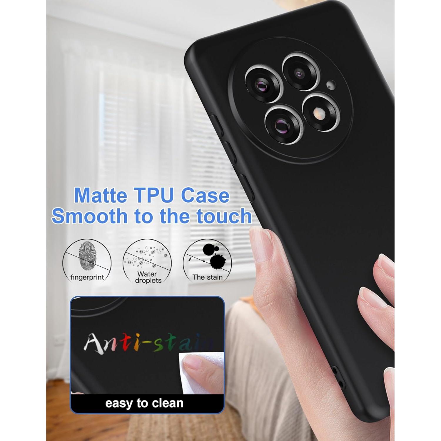 Funda de Silicona Foluu para OnePlus 13 5G - Antideslizante, Negra