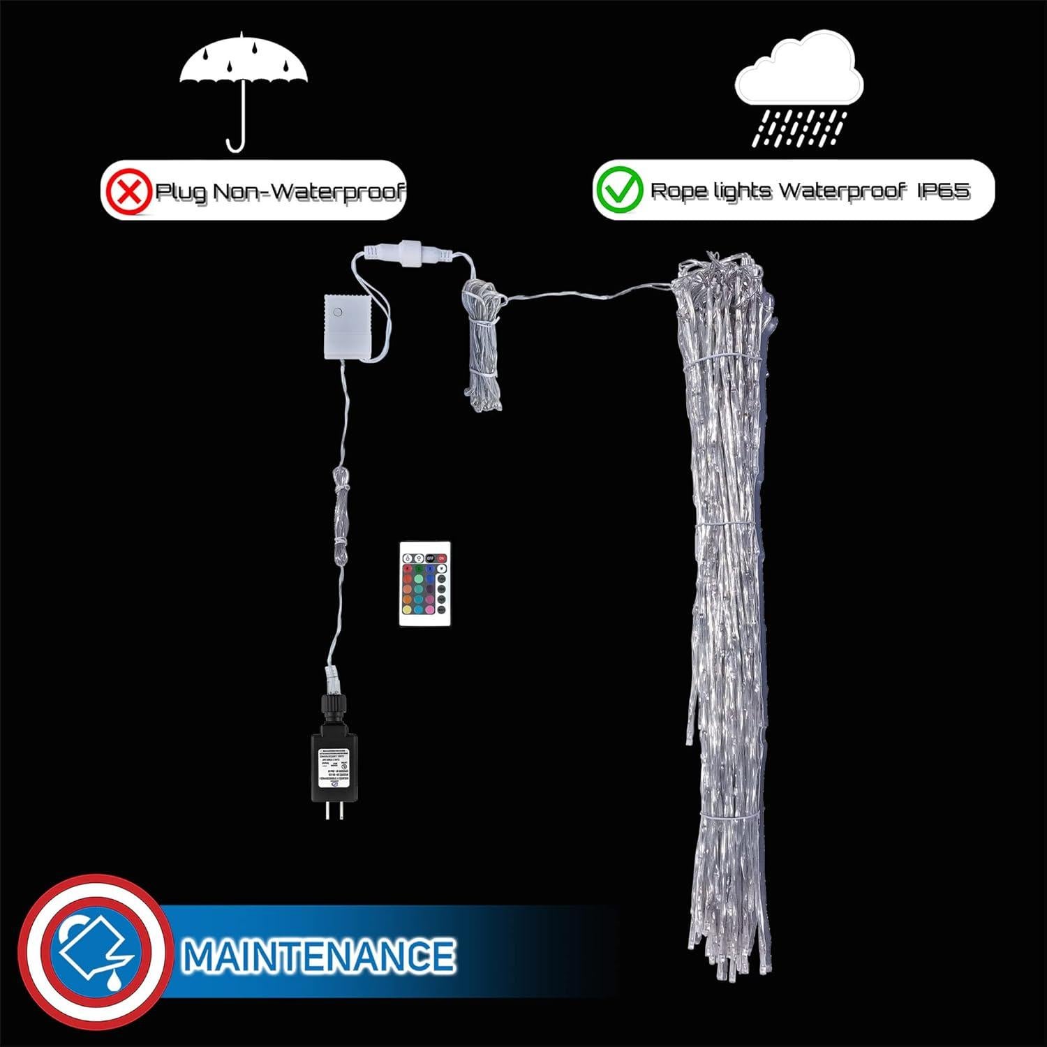 Luces LED de Cortina Feliz Navidad Russell Decor 5.49m RGB