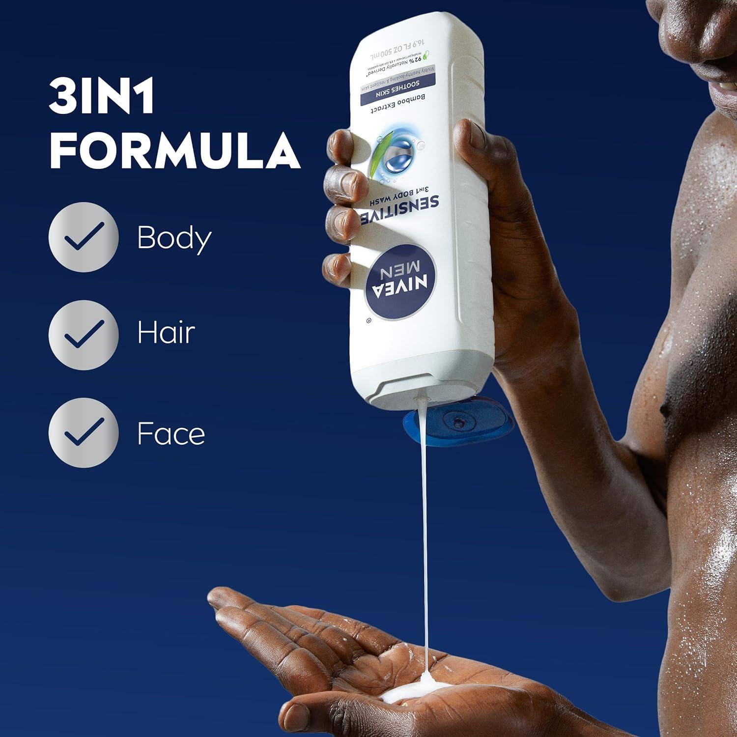 Gel de Ducha NIVEA MEN 3 en 1 500 ml con Extracto de Bambú