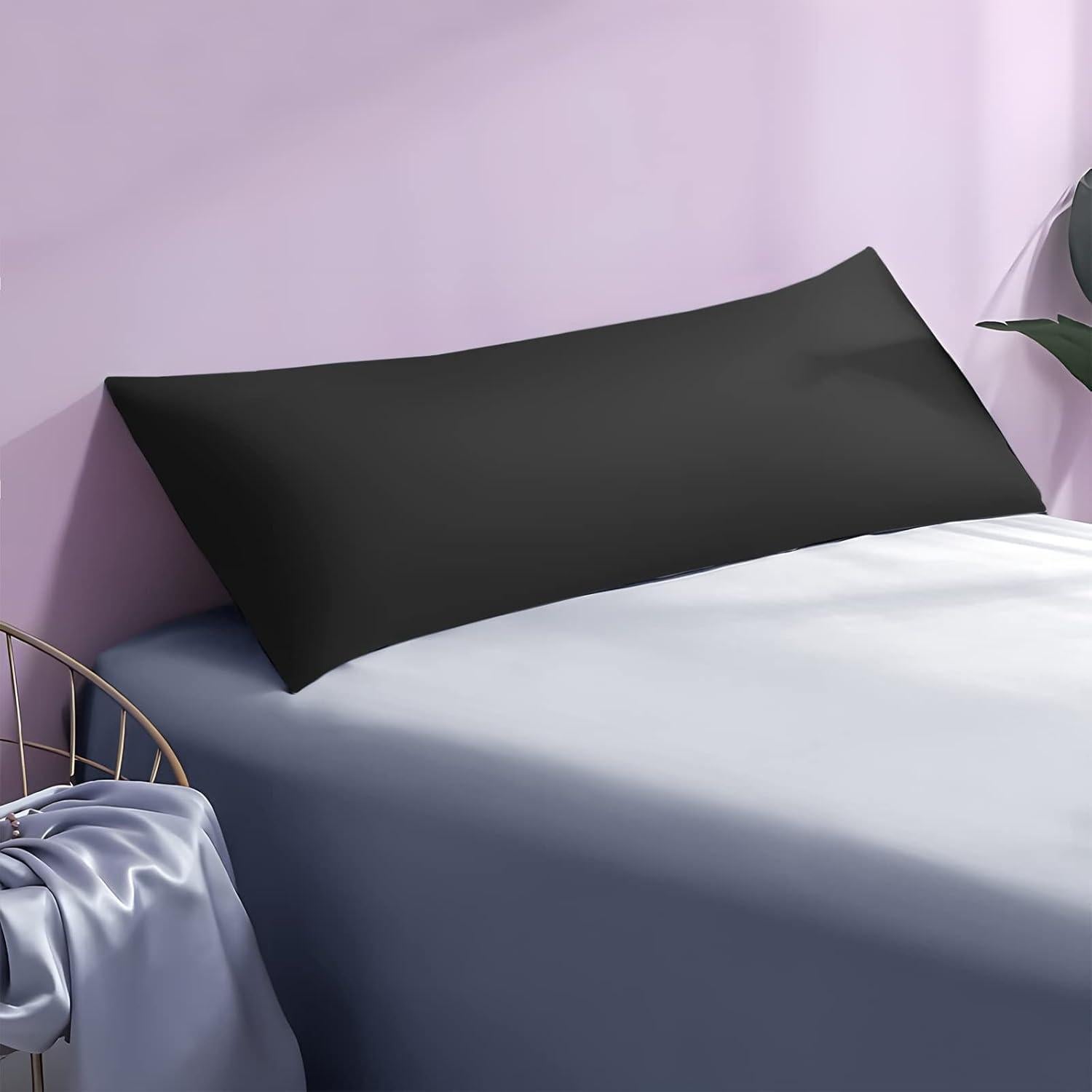 Funda de Almohada de Seda OLESILK 20x54 cm con Cremallera Negra