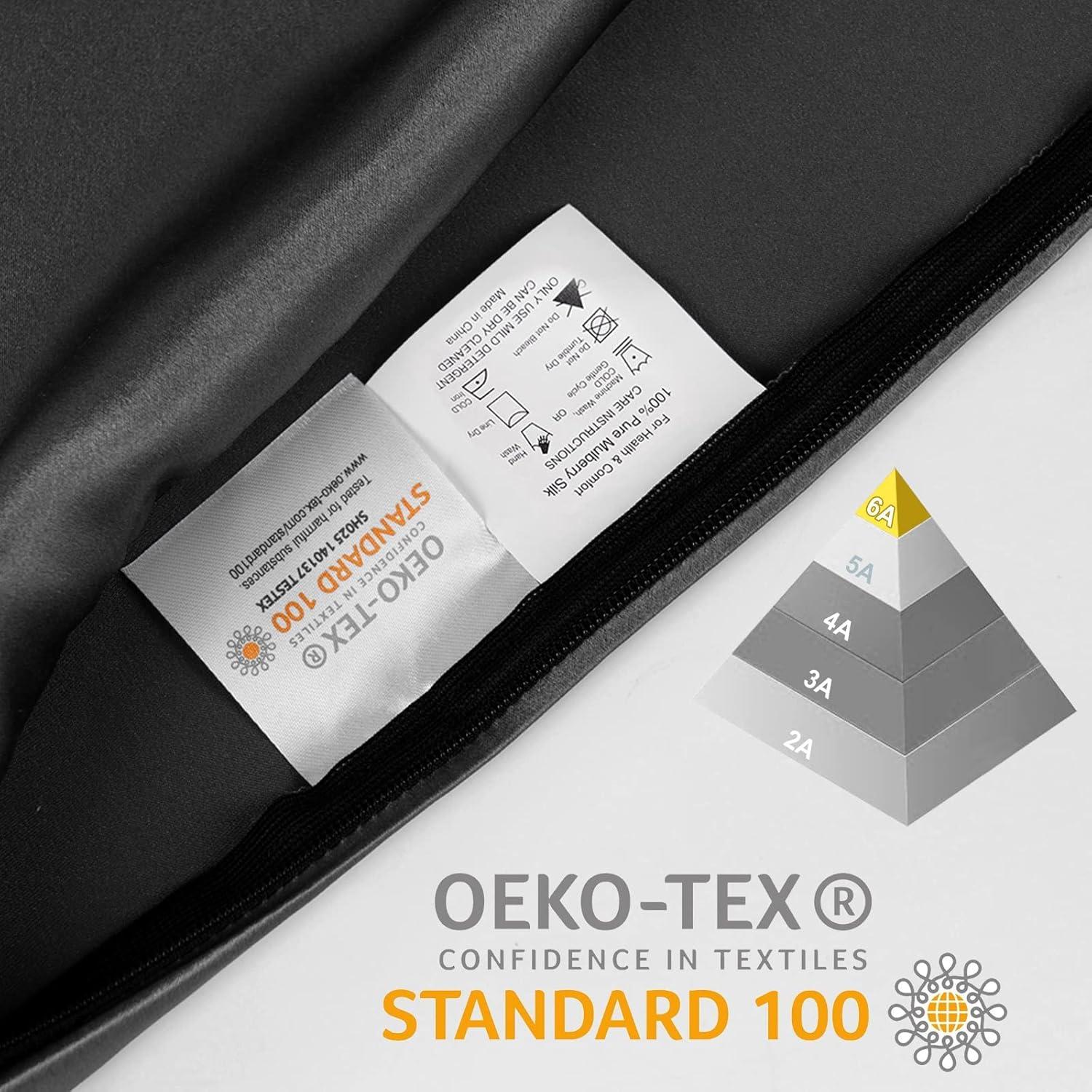 Funda de Almohada de Seda OLESILK 20x54 cm con Cremallera Negra