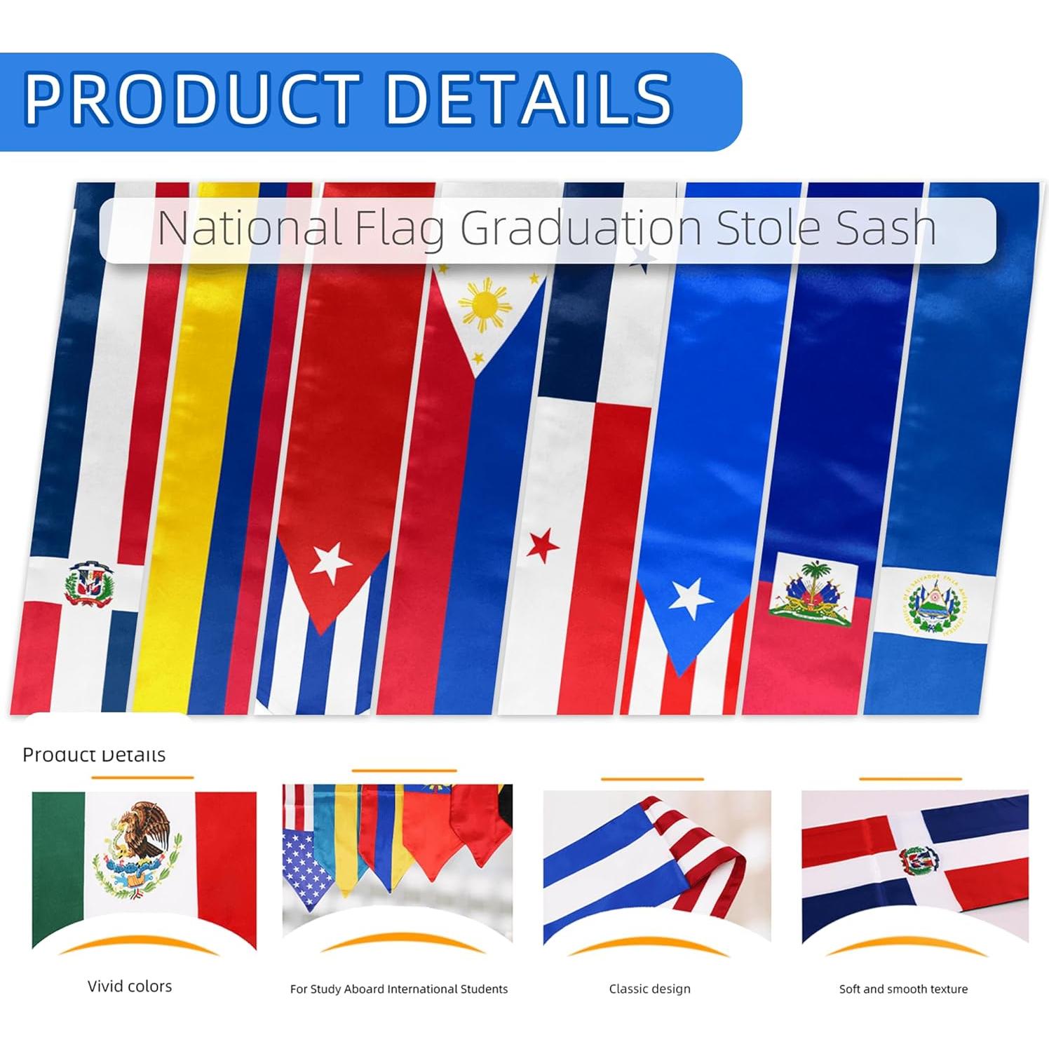 Estola de Graduación JJZ-Gradstole Bandera Americana 182.88 cm