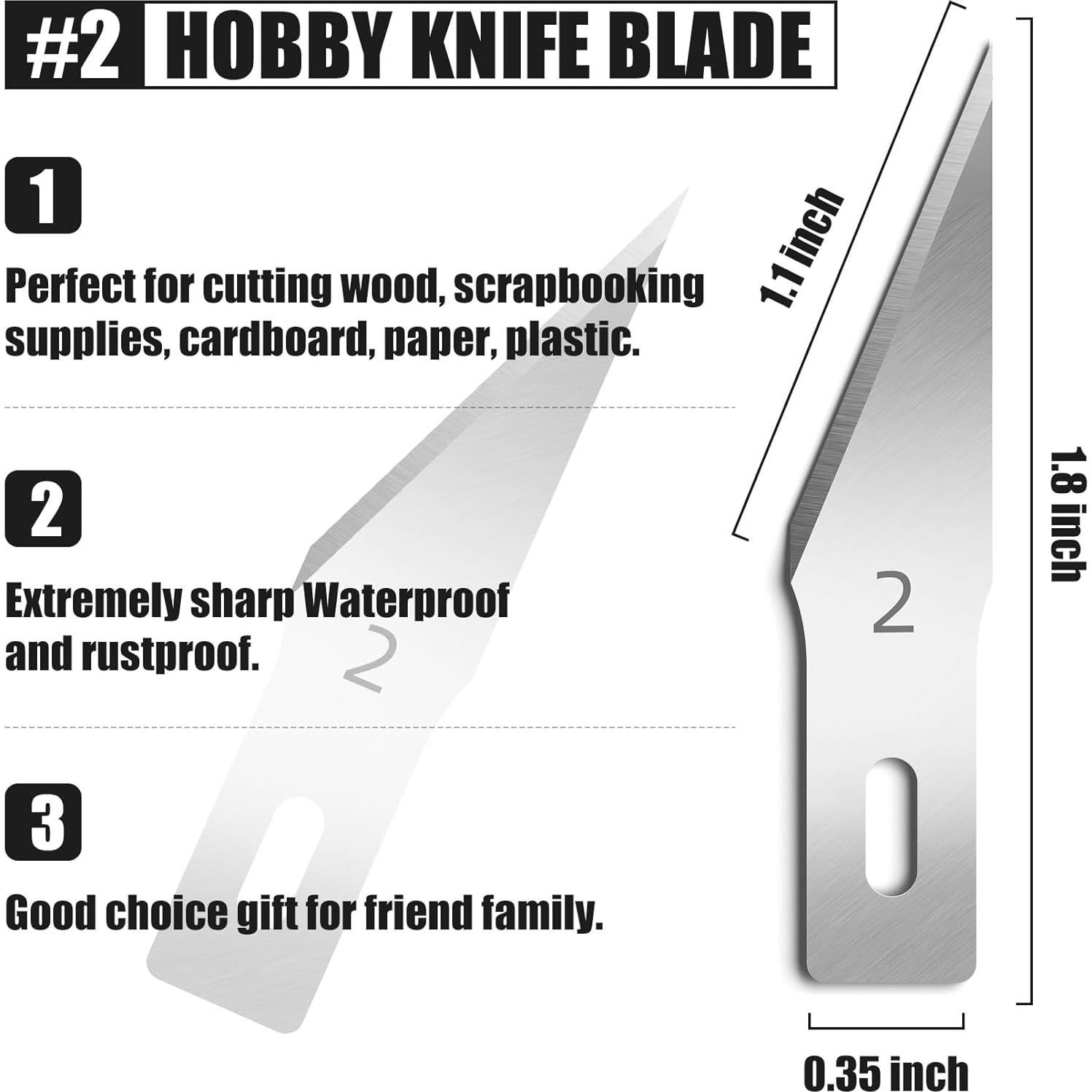Cuchillas de Cuchillo Exacto #2 JTIEO - 60 Unidades de Acero SK5
