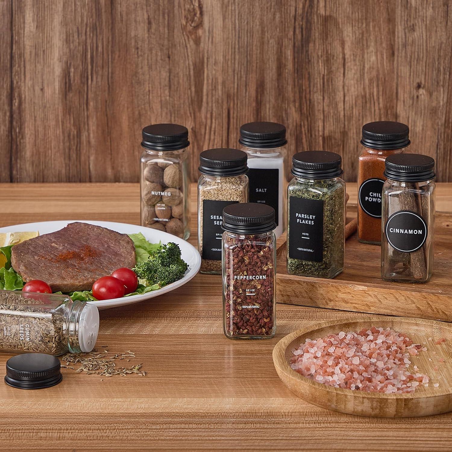 24 Tarros de Especias de Vidrio Fiwence con Etiquetas y Accesorios