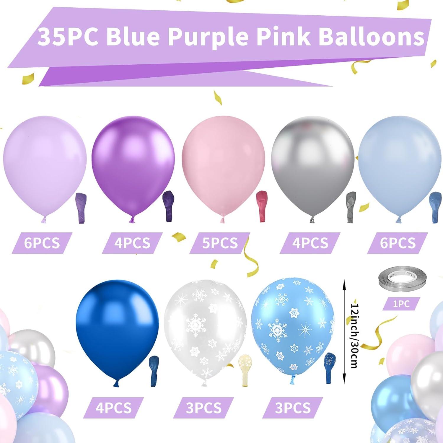 Globos de Fiesta Congelada Paready - 12 Piezas, Azul y Rosa