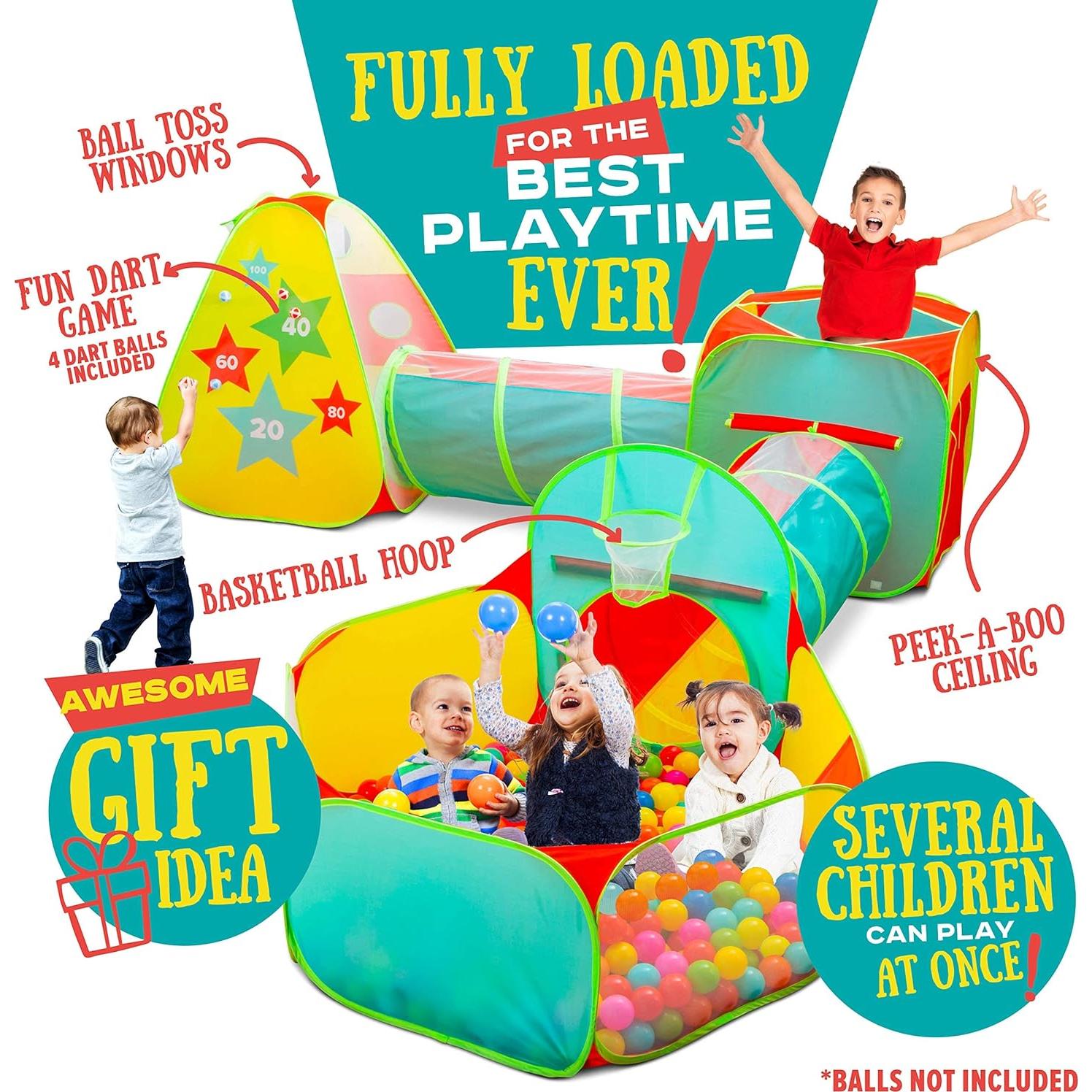 Carpa de Juego Kiddzery 5 Piezas con Piscina de Pelotas