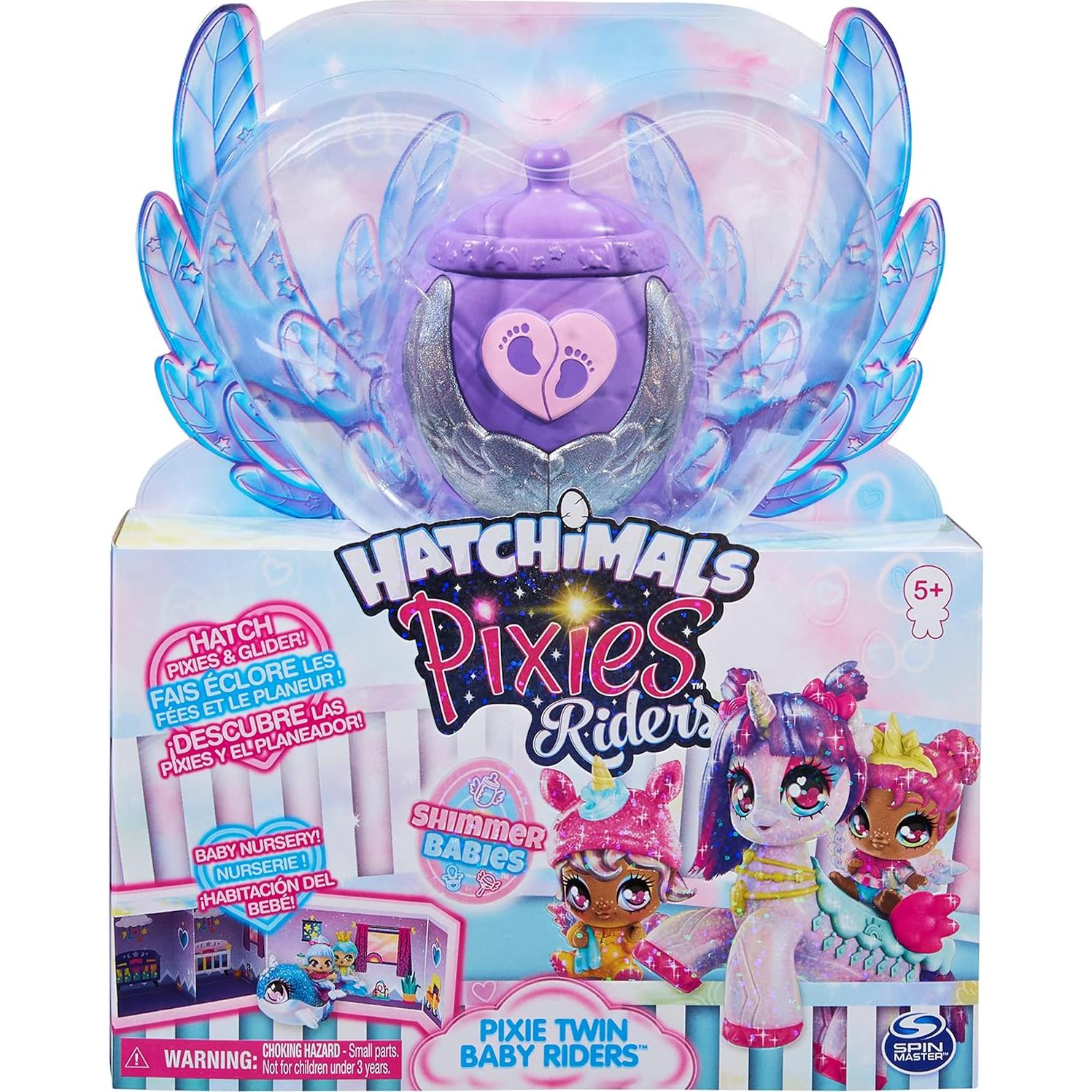 Hatchimals Pixies Gemelos Shimmer Babies con Planeador y Accesorios