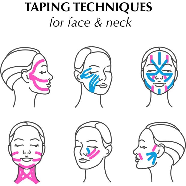 Cinta de Kinesiología Facial Beige - Levantamiento Antienvejecimiento