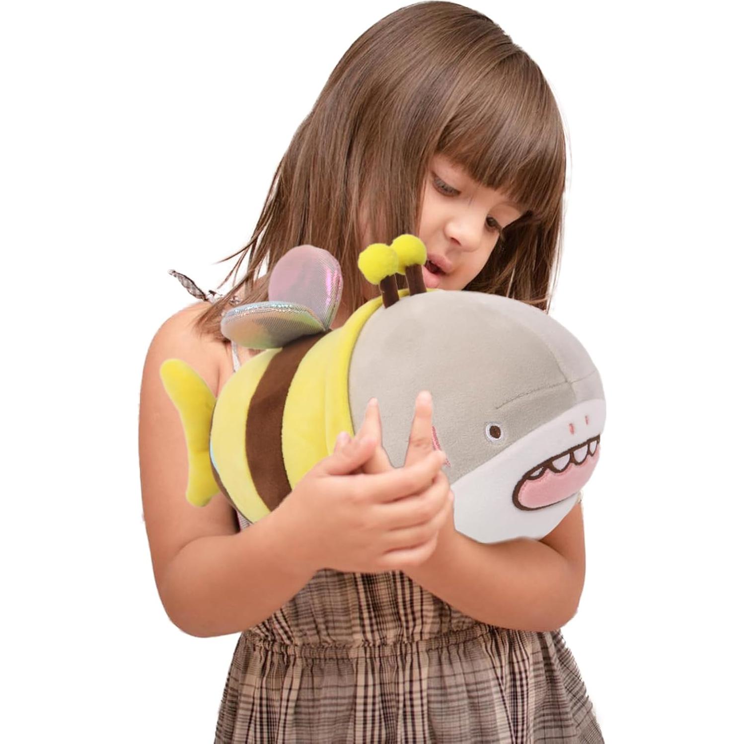 Almohada de Peluche ARELUX Tiburón Abeja 35.56 cm Suave