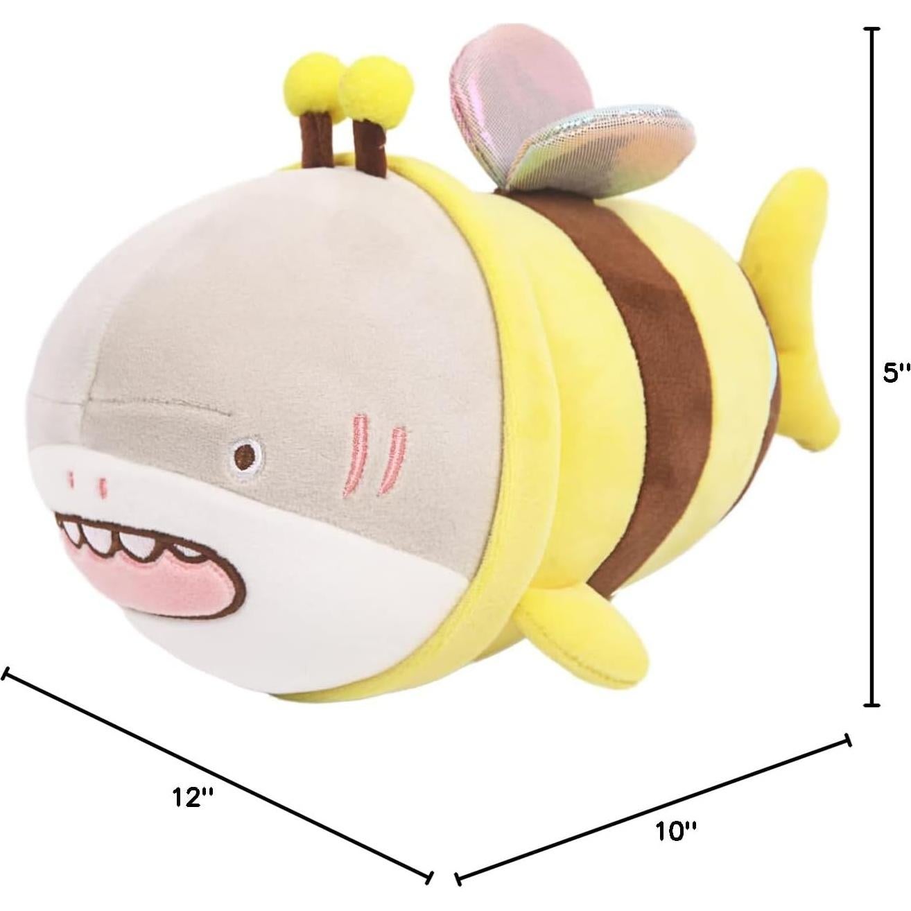 Almohada de Peluche ARELUX Tiburón Abeja 35.56 cm Suave