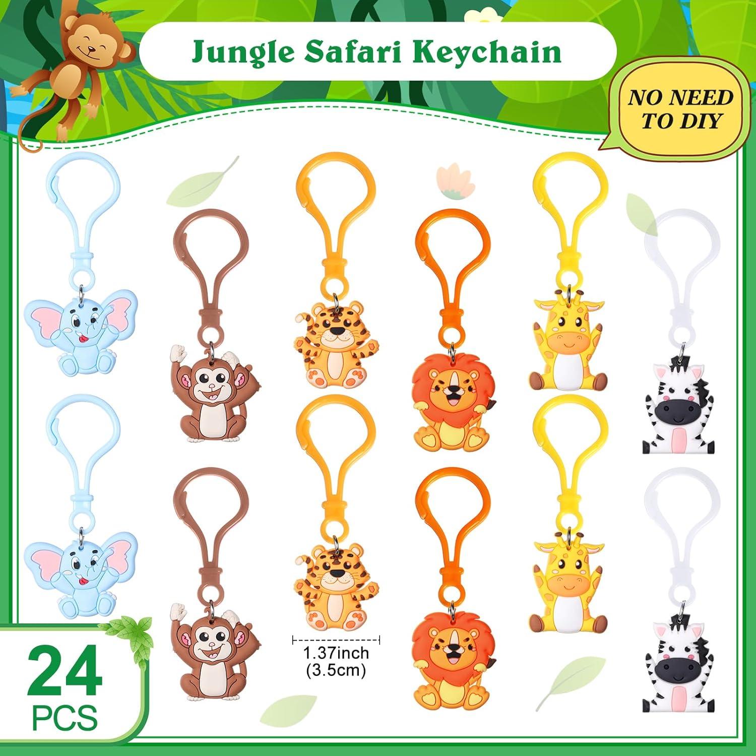 Llavero de Animales de la Selva Jadive - 24 Piezas PVC