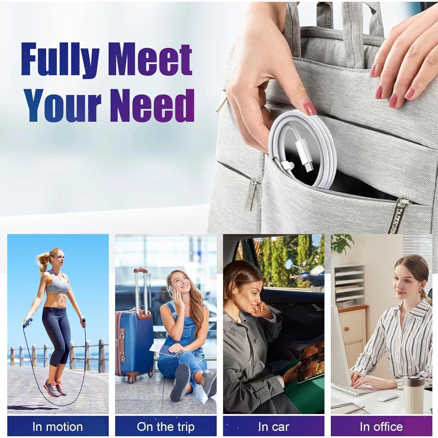 Cable USB C a C 10 pies Cabepow Carga Rápida Azul