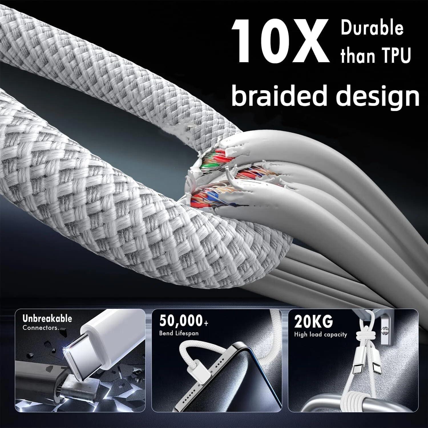 Cable USB C a C 3.05m Cabepow Carga Rápida iPhone 17 16 15