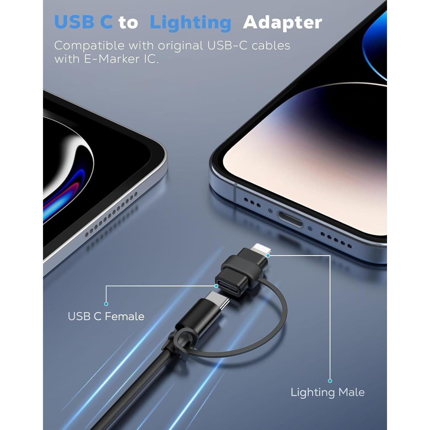 Adaptador USB C a Lightning MoKo - Carga y Sincronización - 2 Piezas