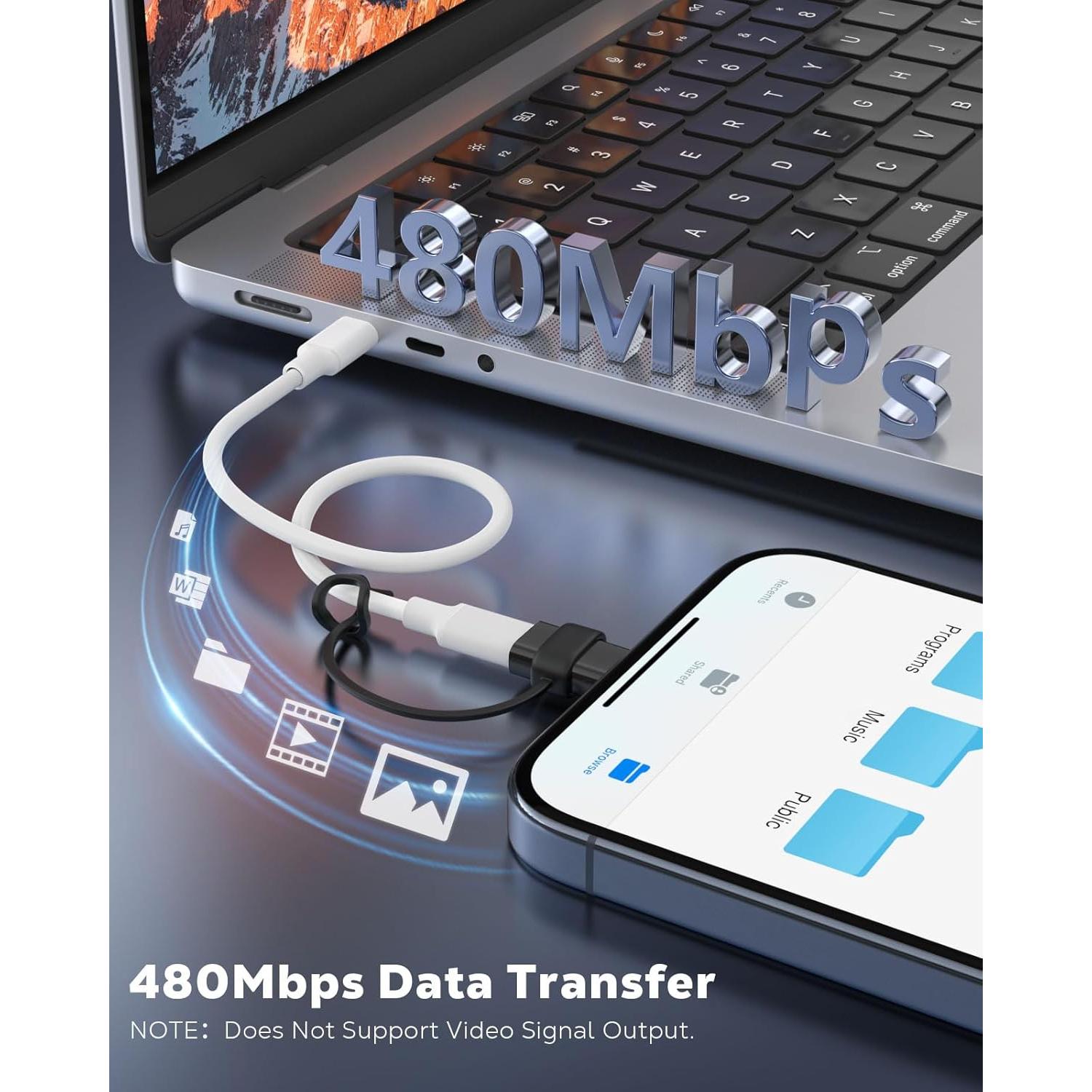 Adaptador USB C a Lightning MoKo - Carga y Sincronización - 2 Piezas