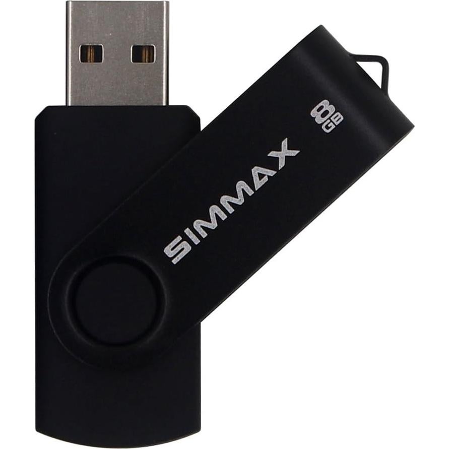 5 Piezas USB 2.0 8GB SIMMAX Memoria Flash Giratoria