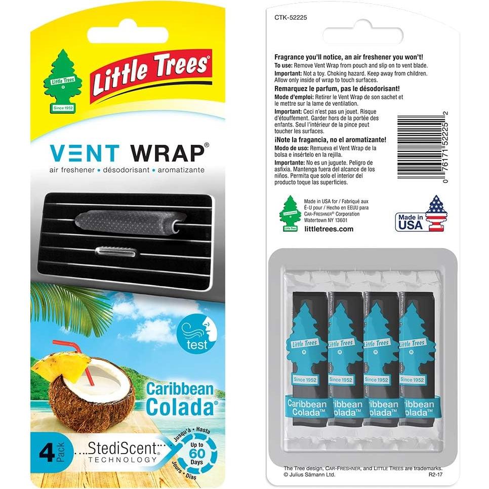 Ambientador de Auto Little Trees Vent Wrap Colada Caribeña 16 Unidades
