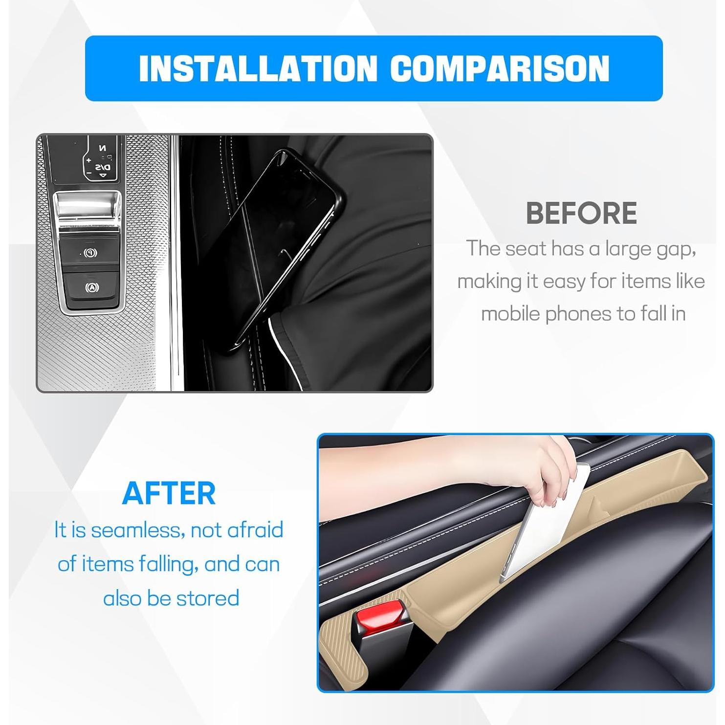 Organizador de Espacio entre Asientos de Coche Ongfuwu 2PCS Beige