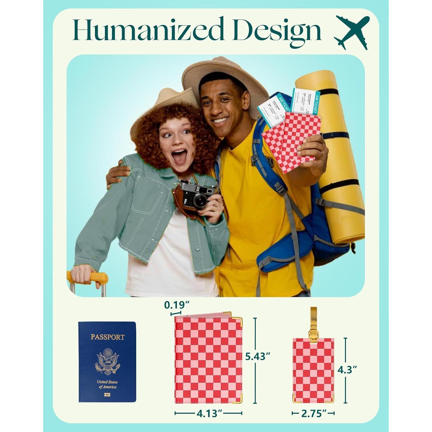 Juego de Funda de Pasaporte y Etiqueta de Equipaje Slohif - Cuero Vegano