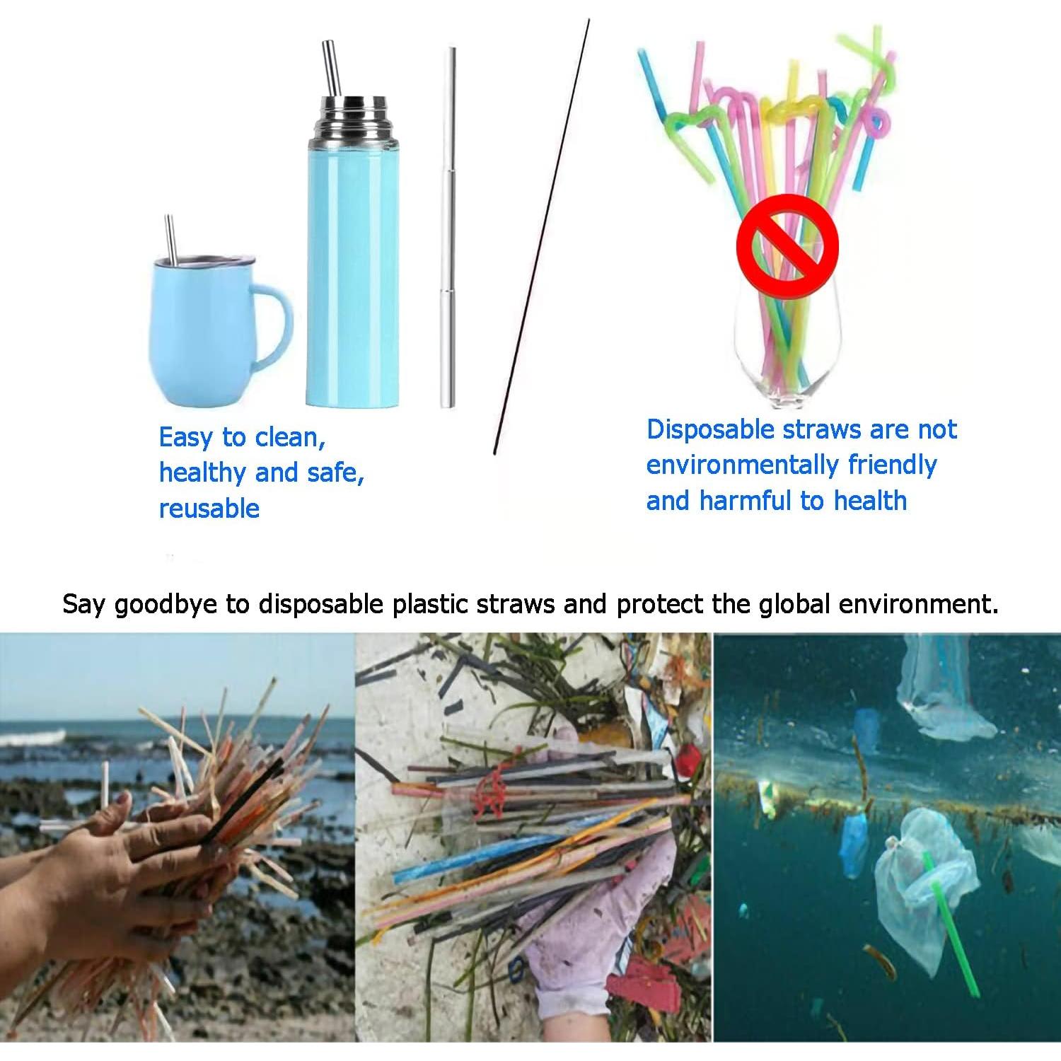 Juego de Popotes Telescópicos Cilevizy Acero Inoxidable 2 Pzs