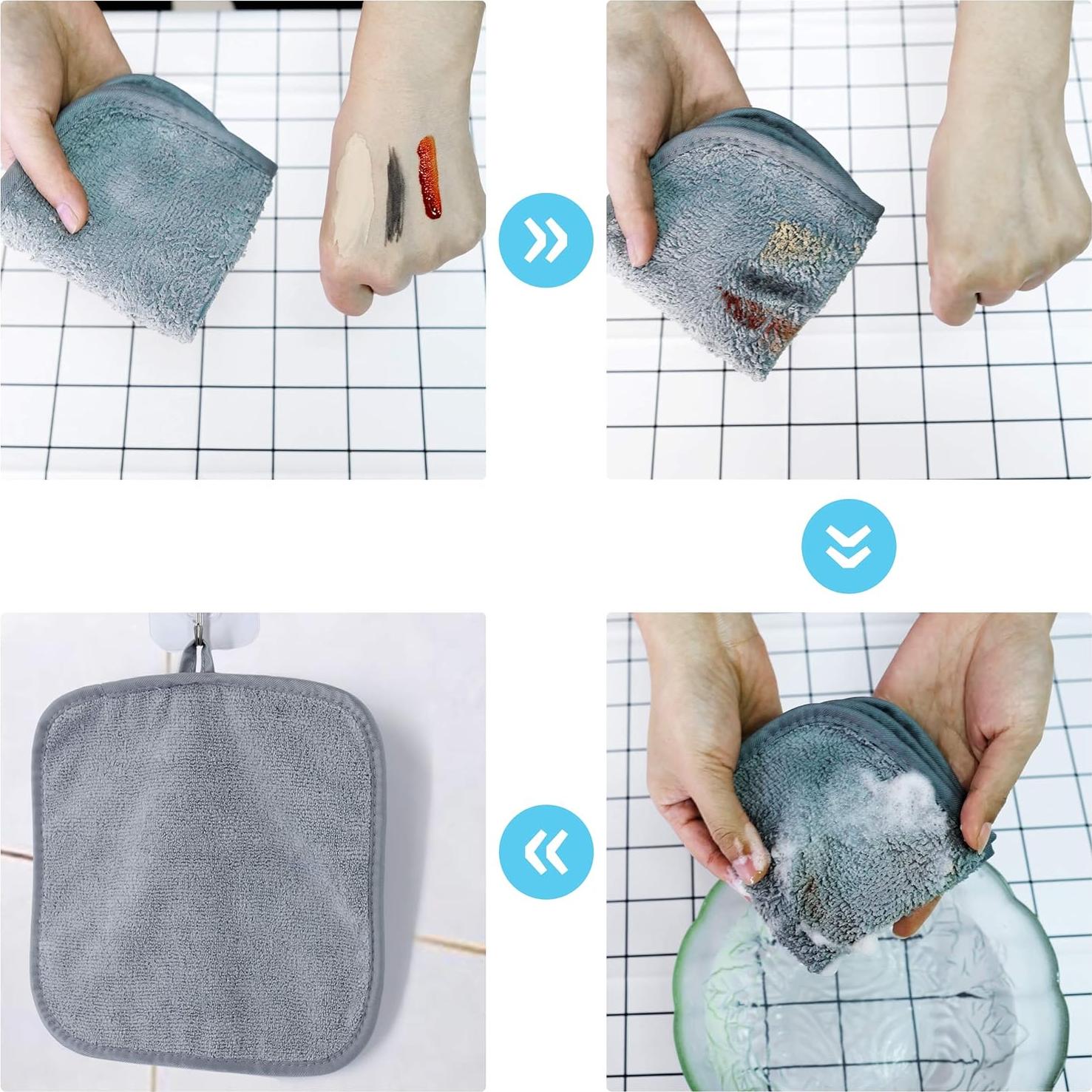 Paño Desmaquillante Hipoalergénico Microfibra Polyte 20x20 cm 6 Unidades Gris