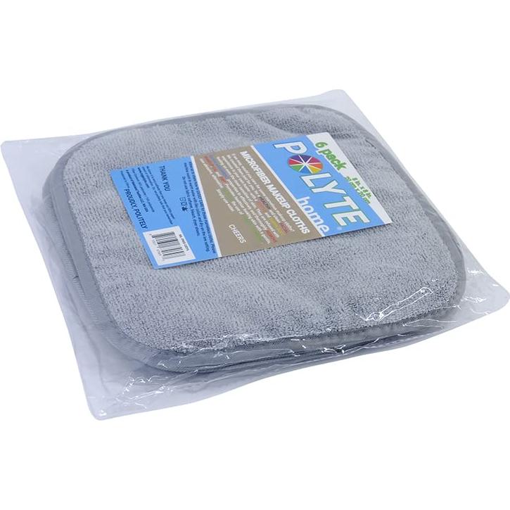 Paño Desmaquillante Hipoalergénico Microfibra Polyte 20x20 cm 6 Unidades Gris