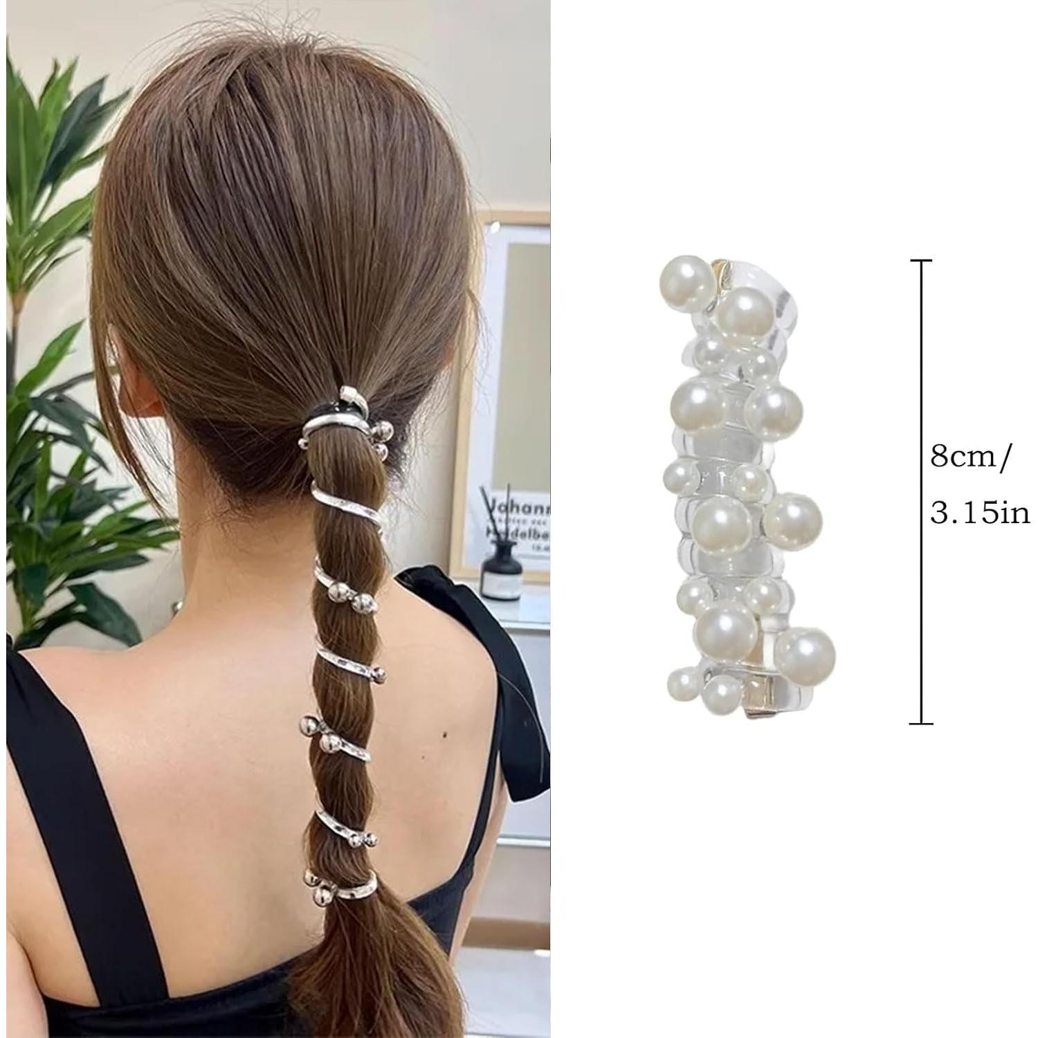 Tiras de cabello en espiral trenzadas Ylapagne 6PCS perlas