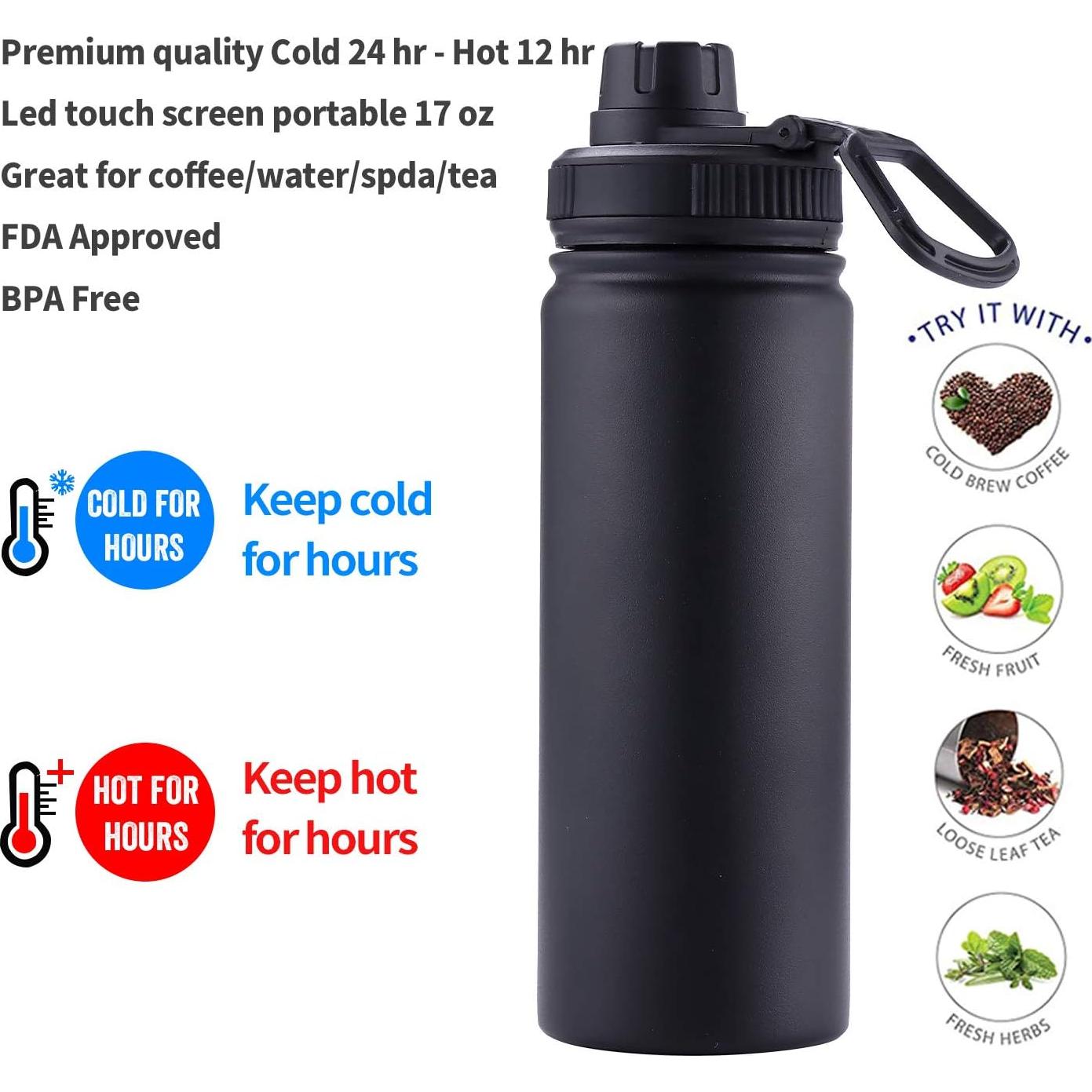 Botella de Infusor de Té Sivaphe 500 ml Acero Inoxidable Negro