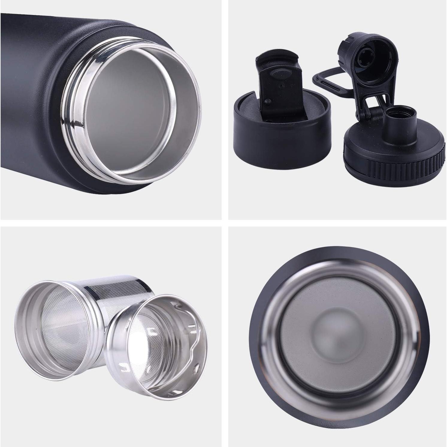 Botella de Infusor de Té Sivaphe 500 ml Acero Inoxidable Negro