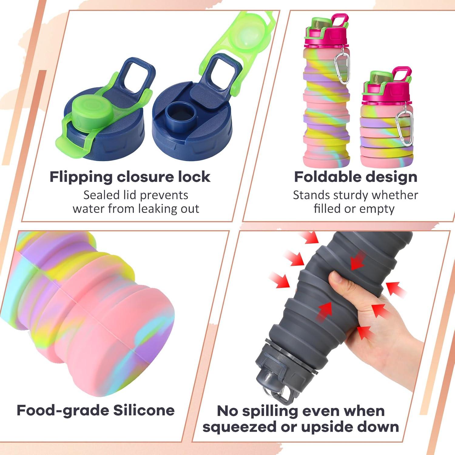 Botellas de Agua Plegables Sunnyray 14 Pack 500ml Silicona